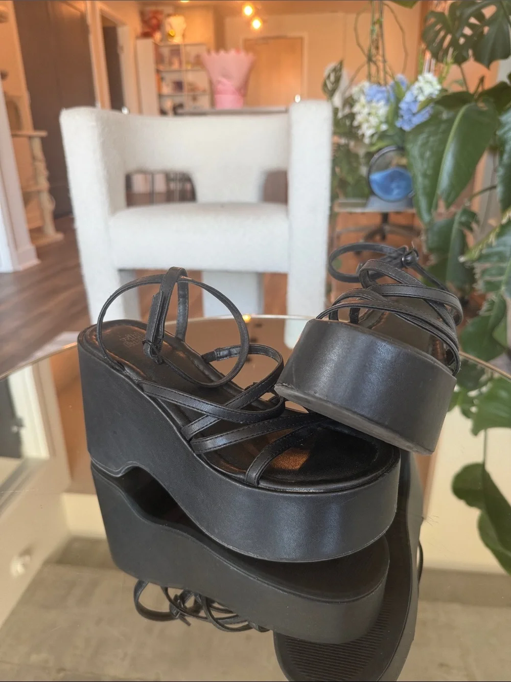 Wild Fable Black Strappy Platform Wedge Sandals